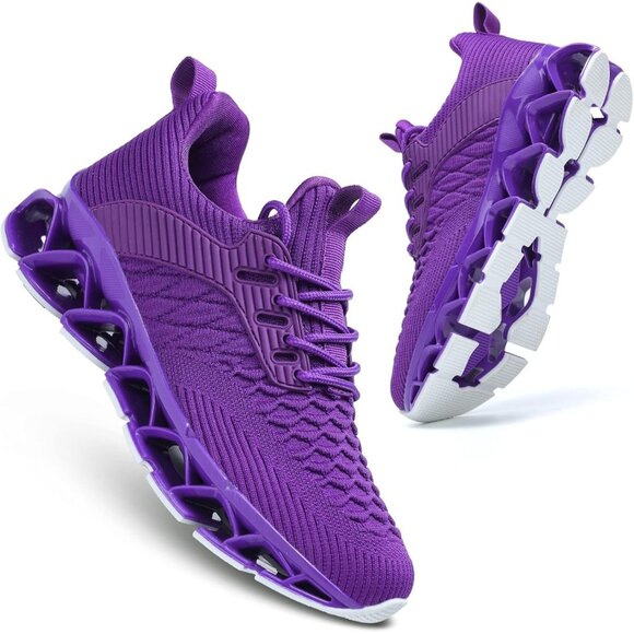 Women Purple Slip-On Walking Running Shoes Blade Sneakers Non-Slip Comfort Shoes - Picture 7 of 8